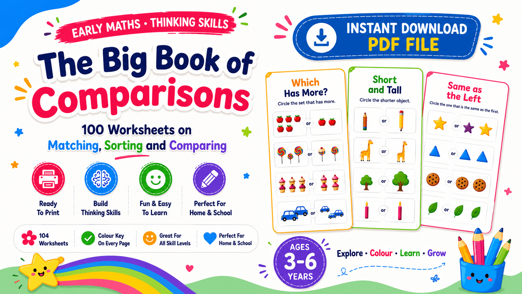 The Big Book of Comparisons: 100 Worksheets on Matching, Sorting and Comparing
