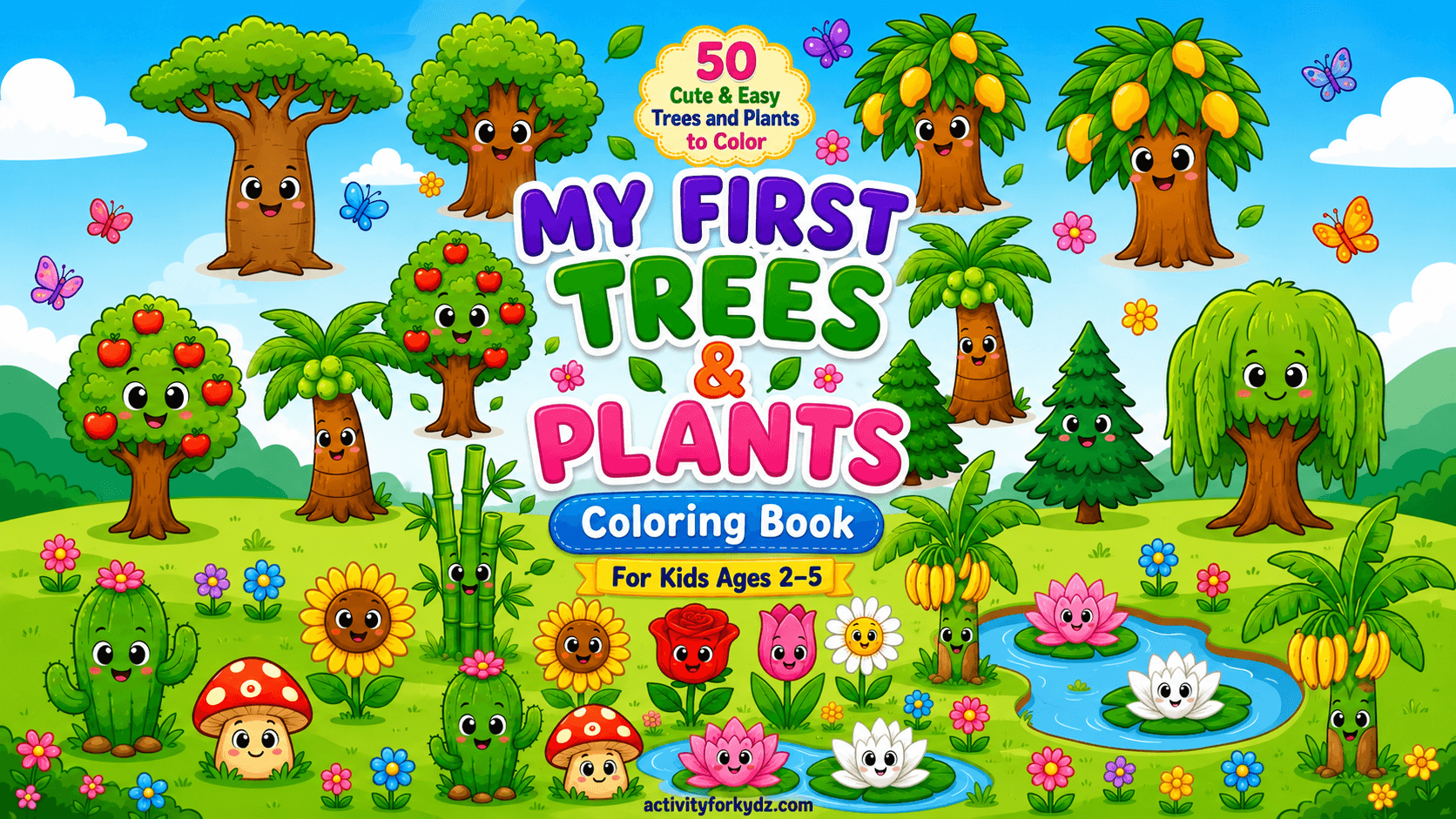 Trees & Plants Coloring & Learning Pack โ Mighty trees, tiny seedlings and how a seed grows into a plant
