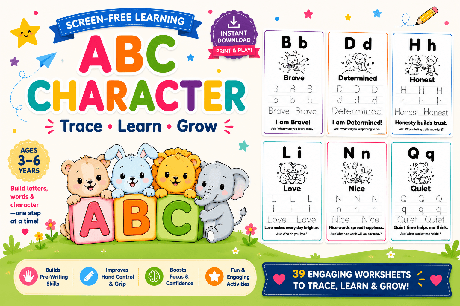 ABC of Character โ Trial Pack (Letters A-H) โ 8 letters for โน19 โ see if your kid loves it before you get all 26