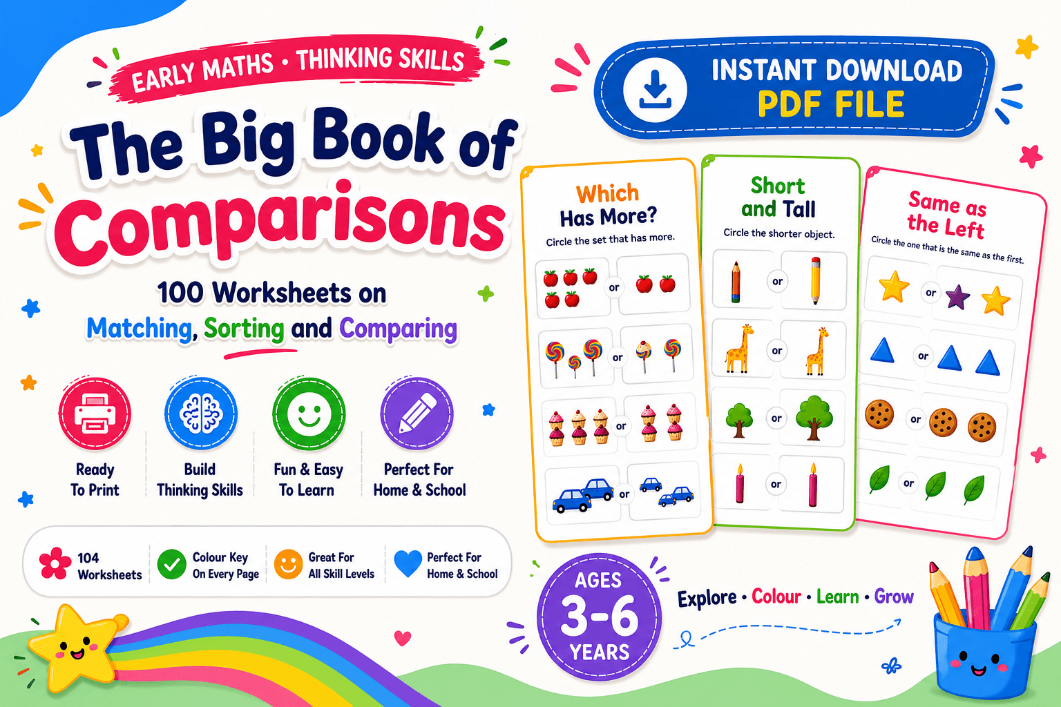 The Big Book of Comparisons: 100 Worksheets on Matching, Sorting and Comparing