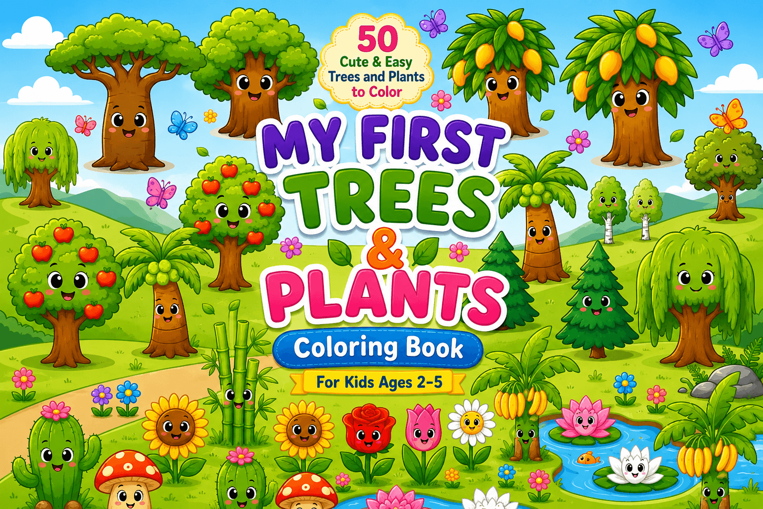 Trees & Plants Coloring & Learning Pack โ Mighty trees, tiny seedlings and how a seed grows into a plant
